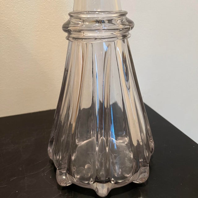 1850s Victorian Hand Blown Clear Glass Bottle and Stopper Decanter Jar For Sale - Image 4 of 10