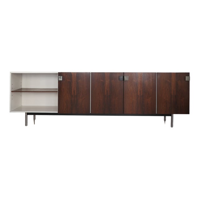Sideboard in White Formica and Dark Wood, Italy, 1960s For Sale