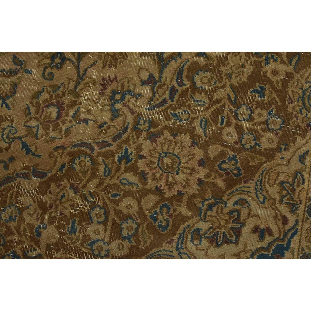 Kashan Rug 9’8” X 12’1” Brown Wool Vintage Distressed Hand-Knotted Carpet For Sale - Image 4 of 14