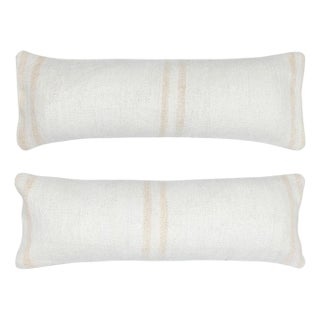 12"x35" SET OF 2 - Handwoven Hemp Lumbar Pillow Covers. A pair of Cushion Covers For Sale
