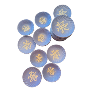 Vintage Cameoware by Harker Pottery Blue Bread Plates & Dessert Bowls - 63 pcs
