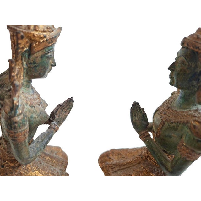 Vintage Bronze Thepphanom Statues, 1990s, Set of 2 For Sale - Image 6 of 10