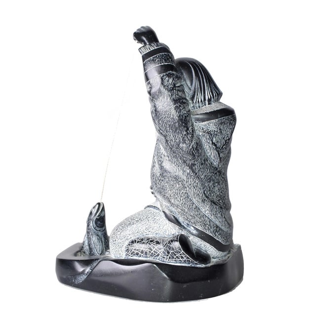 1980s Boma Eskimo Salmon Fisher Sculpture For Sale - Image 4 of 8