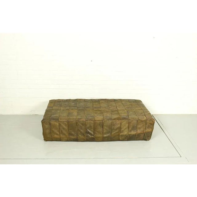 Mid-Century Modern Mid-Century Brown Patchwork Leather Foot Stool, 1970s For Sale - Image 3 of 9