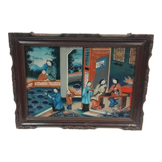 Late 19th Century Chinese Export, Reverse Painting on Glass, Qing Dynasty For Sale