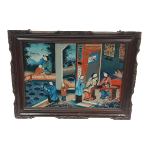 Late 19th Century Chinese Export, Reverse Painting on Glass, Qing Dynasty