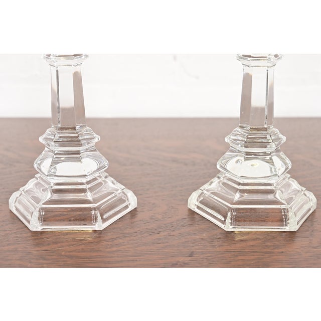 Glass Tiffany & Co. Clear Crystal Candlesticks, Pair For Sale - Image 7 of 10