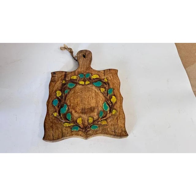 Vintage French Decorative Wooden Board with Hand-Painted Floral Design 1960s For Sale - Image 4 of 12