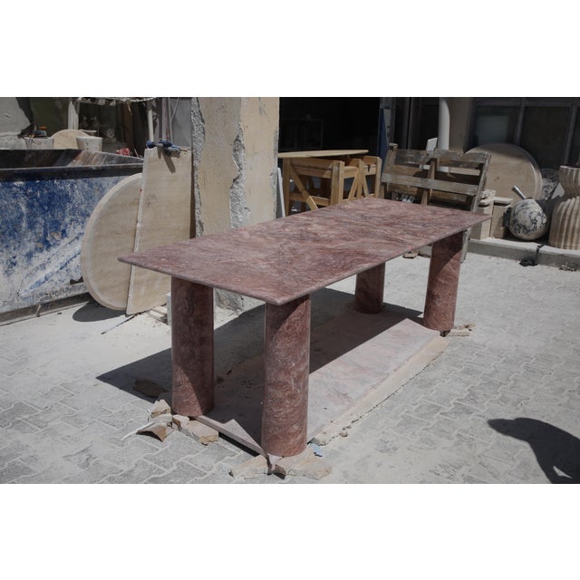 Large Dining Table in Red Travertine by My Habitat Design For Sale - Image 6 of 10