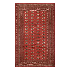Bokhara Rug 6’1” X 10’2” Red Wool Tribal Hand-Knotted Oriental Carpet