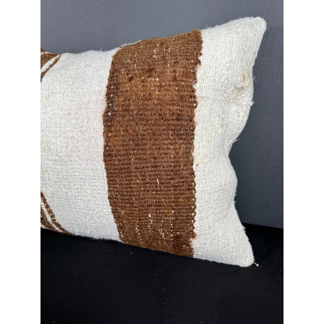 Turkish Hemp Pillow Cushion Natural Beige Brown Pillow Cushion Cover 16" x 24" For Sale - Image 4 of 4