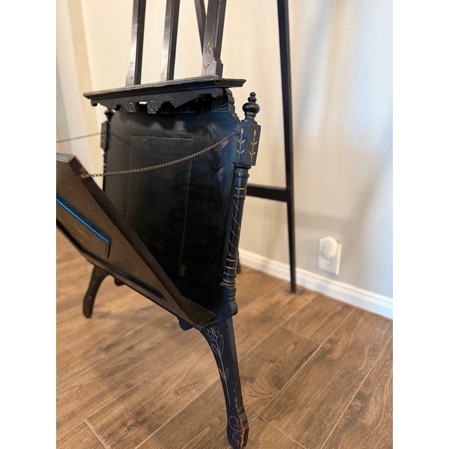 Late 19th Century Antique 19th Century Eastlake Ebonized Cherry Studio Easel Aesthetic Movement Portfolio Stand For Sale - Image 5 of 18