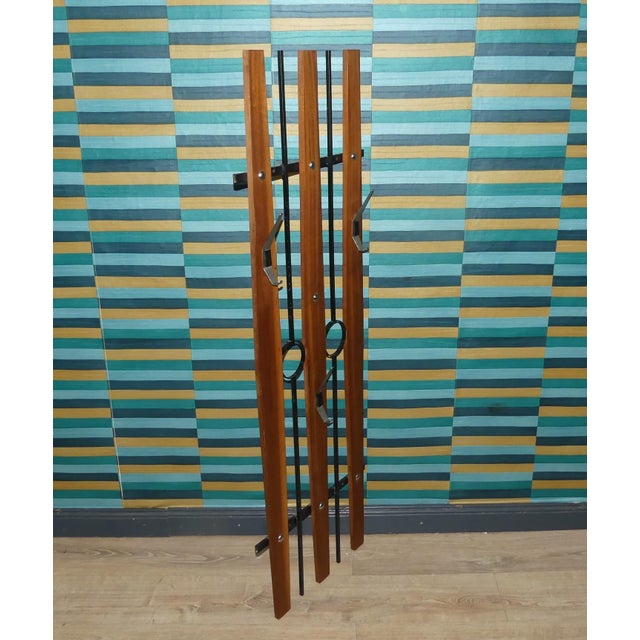 Mid-Century Modern Vintage Wardrobe in Teak and Black Metal, 1960s For Sale - Image 3 of 8