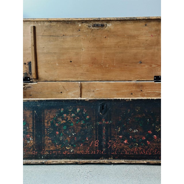 19th Century Antique Hungarian Pine Storage Bench/Settle Bench For Sale - Image 9 of 11