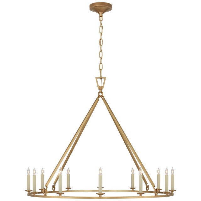 Chapman & Myers for Visual Comfort Signature Darlana Large Single Ring Chandelier in Antique-Burnished Brass For Sale