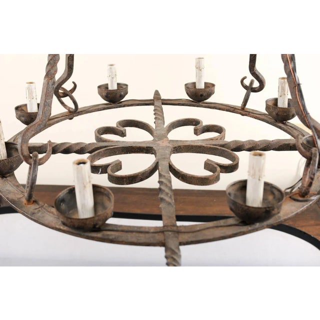 Mid 20th Century French Forged Iron Chandelier For Sale - Image 9 of 11