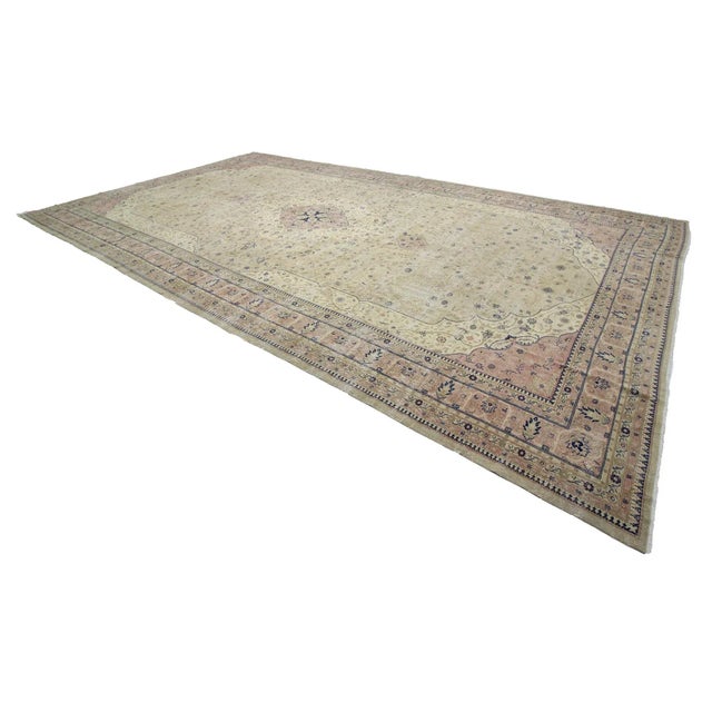 1960s Vintage Turkish Oushak Rug- 13′2″ × 23′9″ For Sale - Image 4 of 7