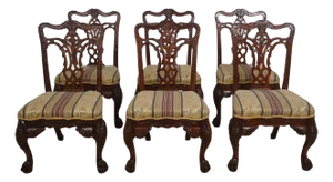Set of 6 Maitland Smith Carved Mahogany Dining Room Chairs