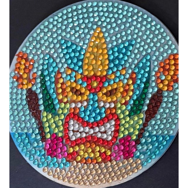 Late 20th Century Set of 6 Vintage Tiki Rhinestone Coasters | Palm Springs Poolside Barware | Tropical Island Cocktail Coasters For Sale - Image 5 of 9
