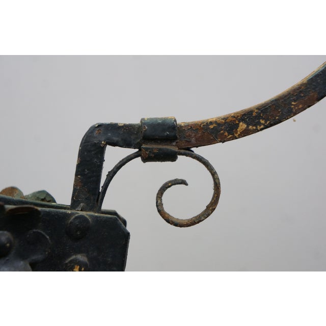 Antique Victorian Art Nouveau Scrolled Wrought Iron Tripod Garden Plant Stand For Sale - Image 14 of 16