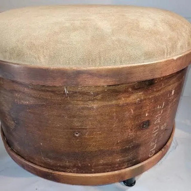 19th Century Suede Top Drum Ottoman Chairish