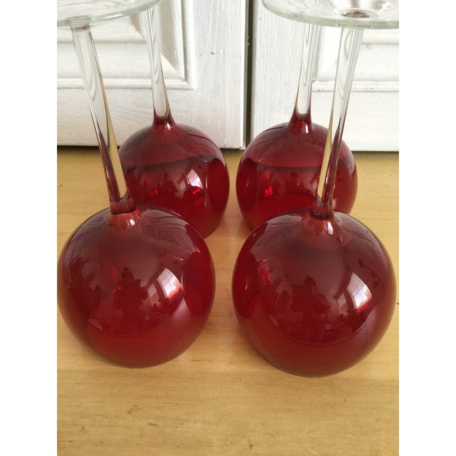 Mid Century Ruby Red Wine Steam Glasses Set of 4 Chairish