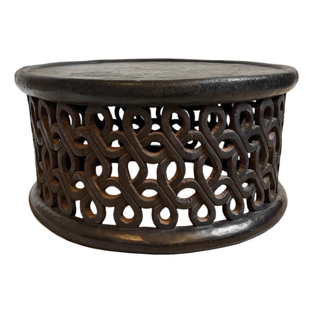 Vintage Ribbon Bamileke Stool / Coffee Table For Sale