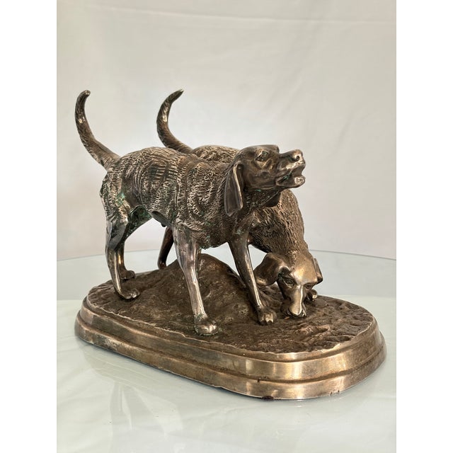 Mid 20th Century Mid 20th Century French Animalier Style Hunting Dogs Sculpture After Alfred Dubucand For Sale - Image 5 of 6