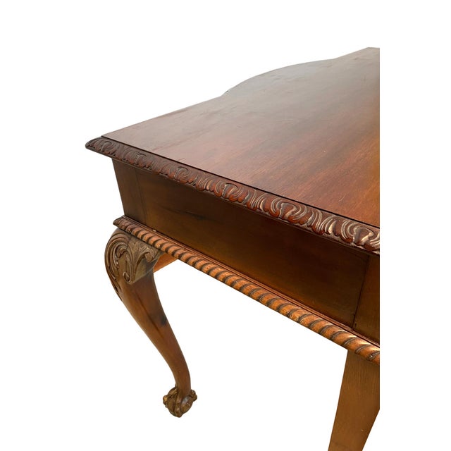 Brown Chippendale Revival Mahogany Three-Drawer Console Table, English, Circa 1880 For Sale - Image 8 of 10