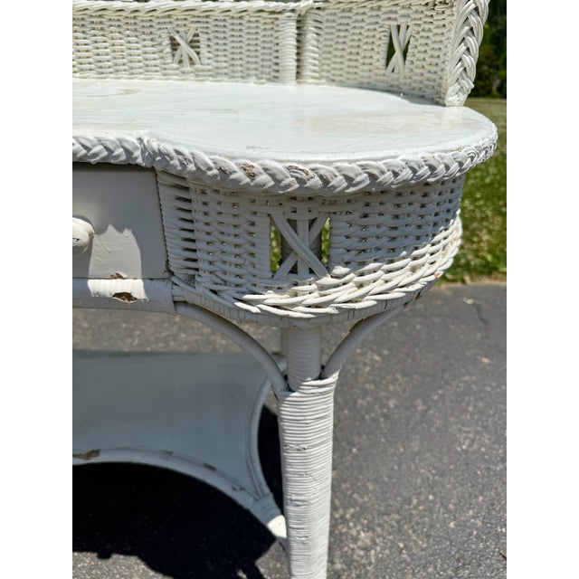 White Wicker Desk For Sale - Image 4 of 8