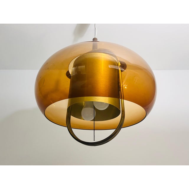 Brass and Acrylic Glass Pendant Lamp by Temde, 1970s For Sale - Image 9 of 12