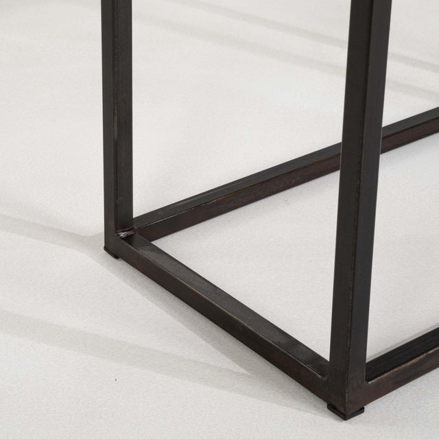 21st Century Poland Blackened Iron Black Metal-Framed Side Table With Glass Top And Shelf For Sale - Image 10 of 11
