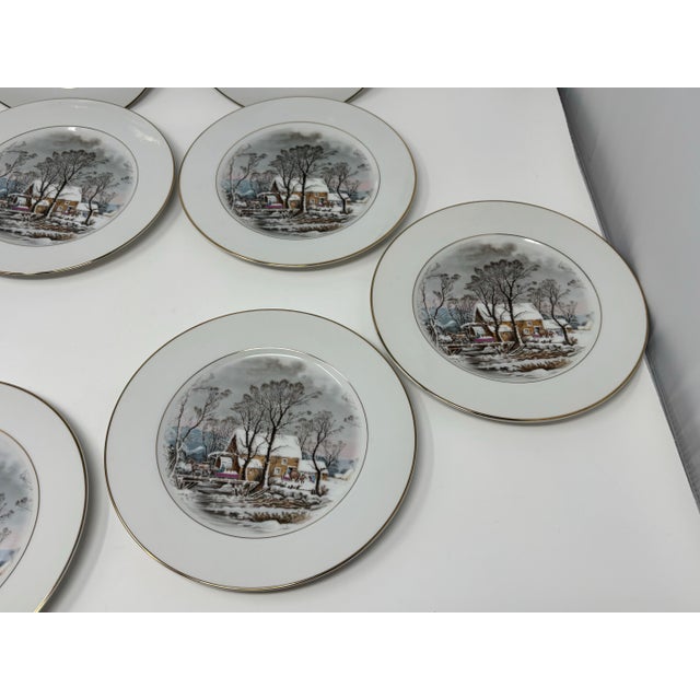 Made in Japan, this beautiful set of collector plates from Avon features a stunning Currier and Ives Winter Snow Scene....