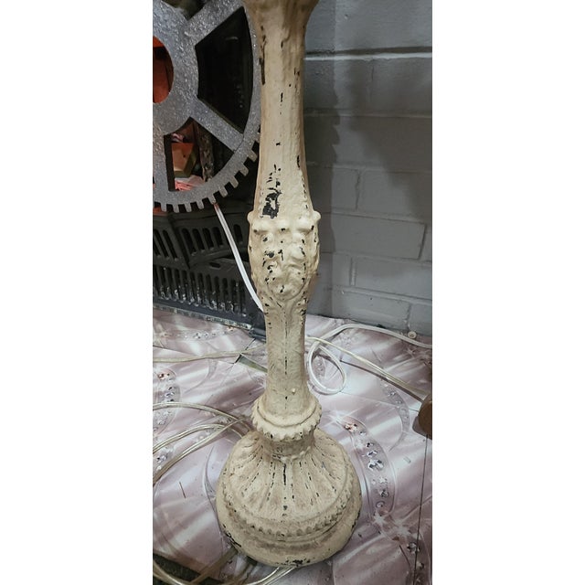 Textile Set of 2 Contemporary Shabby Chic Candlestick Table Lamps With Textured Fabric Flower Shades Cottage Couture For Sale - Image 7 of 9