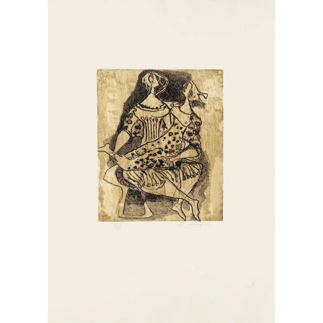 Image 29.5 x 24 cm. Two Figures is an original etching on paper, realized by the Italian artist Luciano Minguzzi, the...