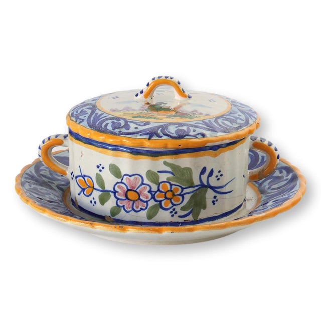 Henriot Quimper French Quimper Faience Butter Dish For Sale - Image 4 of 6