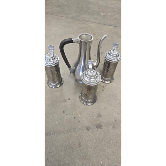 Vintage Silver-Plated Pitcher & Tankard Set - Mid-Century Modern Barware or Tea Service For Sale - Image 4 of 18