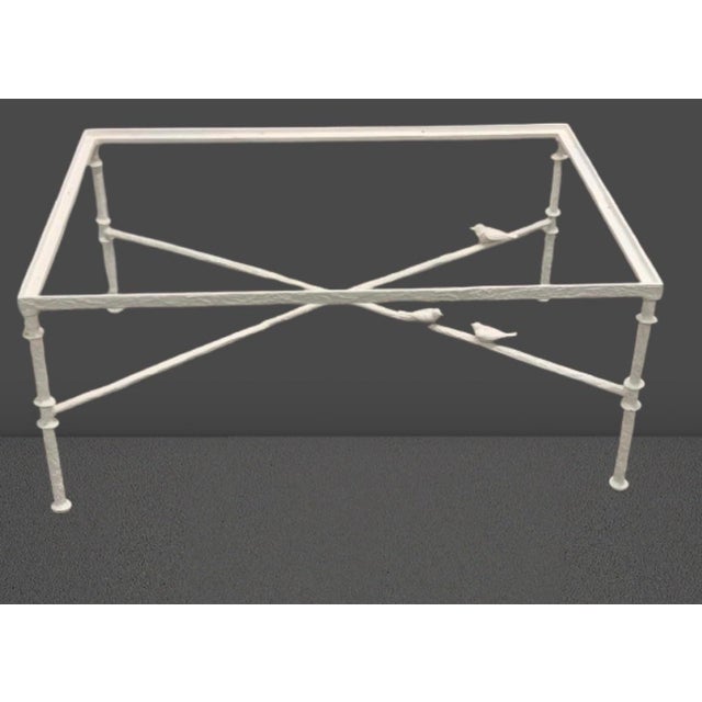 Diego Giacometti Vintage Bronze Painted White Coffee Table With Birds Attributed to Diego Giacometti For Sale - Image 4 of 12