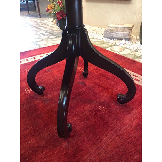 Wood Traditional Mahogany Round Foyer Pedestal Table With Intricate Inlaid Wood For Sale - Image 7 of 8