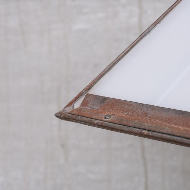 Metal Antique Hexagonal Metro Light Pendant in Opaline For Sale - Image 7 of 10