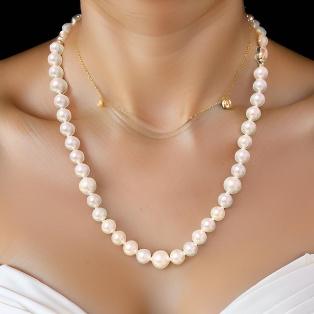 Akoya Pearl Necklace 14k Gold Certified For Sale - Image 11 of 14