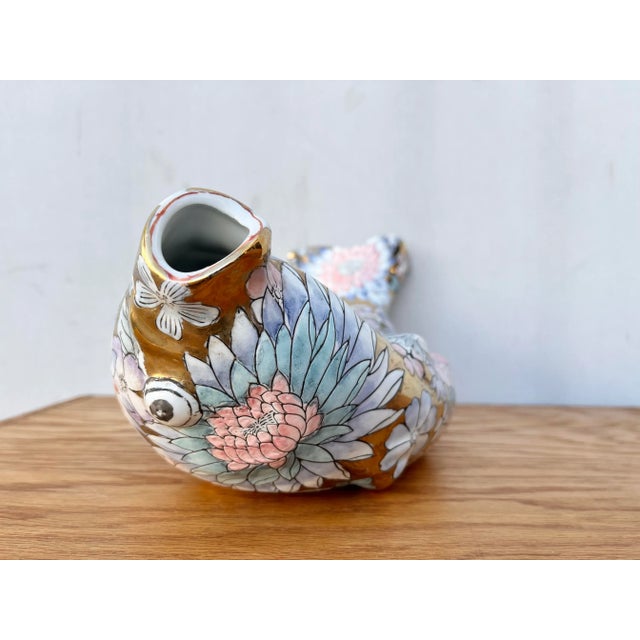 Late 20th Century Vintage Hand Painted Porcelain Covered Carp-Form Tureen For Sale - Image 5 of 13