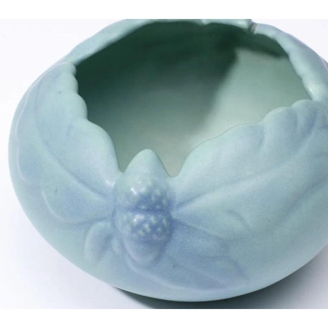 Vintage Van Briggle pottery bowl with molded acorn and oak leaf rim. Hand incised marks to bottom. Made in Colorado...