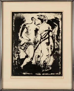 Jorleif Uthaug (Norwegian, 1911-1990) Lithograph "Two People"