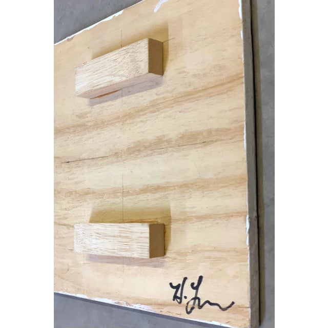 HLB Studio Contemporary Abstract 'Blue Window' Collage, 8x8" For Sale - Image 4 of 5