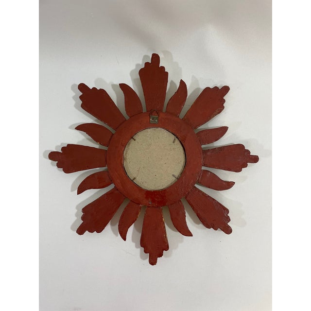 1950s French Petite 11" Giltwood Sunburst Wall Mirror For Sale - Image 11 of 18
