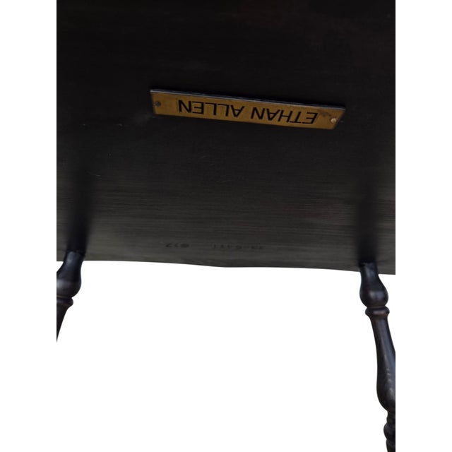 1990s Ethan Allen Black Windsor Chair Comb Back Philadelphia Armchair Saddle Seat For Sale - Image 16 of 16