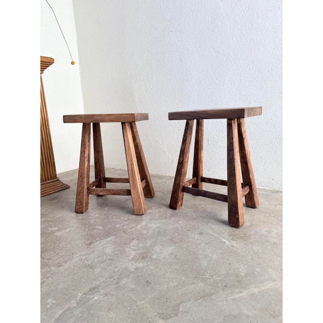 Vintage Oak Stools, 1960s, Set of 2 For Sale - Image 15 of 18