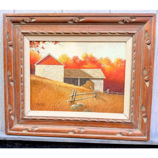 Original Signed Sid Mountain 'October' Oil Painting, Framed. Sid Mountain (American, active late 20th century), signed...