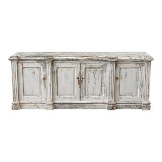 Antique Four-Door Enfilade / Sideboard With Distressed Paint, Circa 1900 For Sale